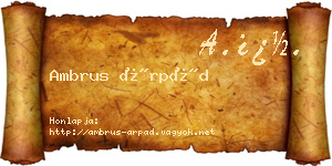 Ambrus Árpád névjegykártya