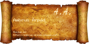 Ambrus Árpád névjegykártya