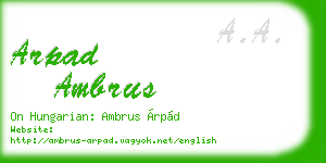 arpad ambrus business card
